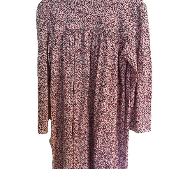 Vintage Granny Gown Red White Floral White Eyelet Trim Eileen West Sz L Cottage - Picture 4 of 11